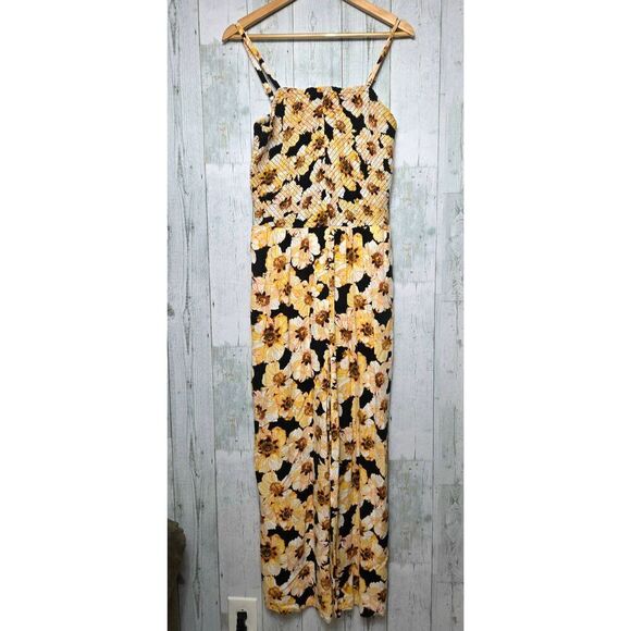 Maurice's Smocked Bodice Floral Sunflower Sunflowers Print Jumptsuit Romper Sz. - Picture 2 of 5